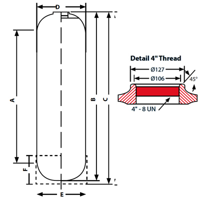 WRAS Approved Pressure Vessel 4 Inch Threaded Top & Bottom Hole